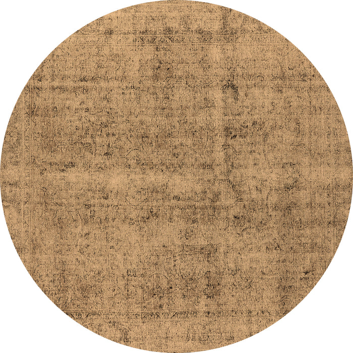 Round Machine Washable Oriental Brown Industrial Rug, wshurb2180brn