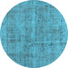 Round Oriental Light Blue Industrial Rug, urb2180lblu