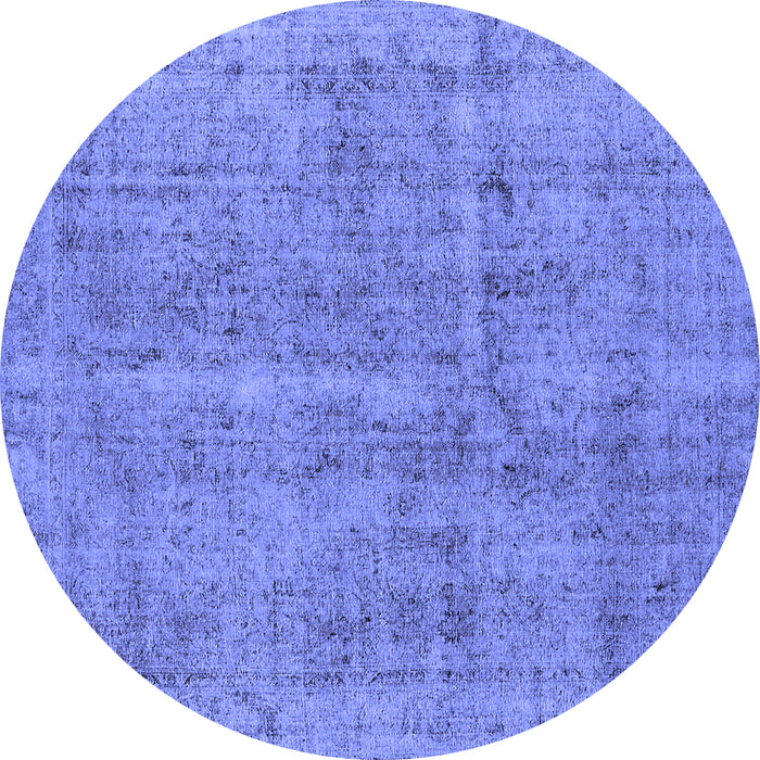 Round Oriental Blue Industrial Rug, urb2180blu