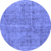 Round Oriental Blue Industrial Rug, urb2180blu