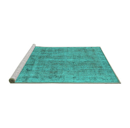 Sideview of Machine Washable Oriental Turquoise Industrial Area Rugs, wshurb2180turq