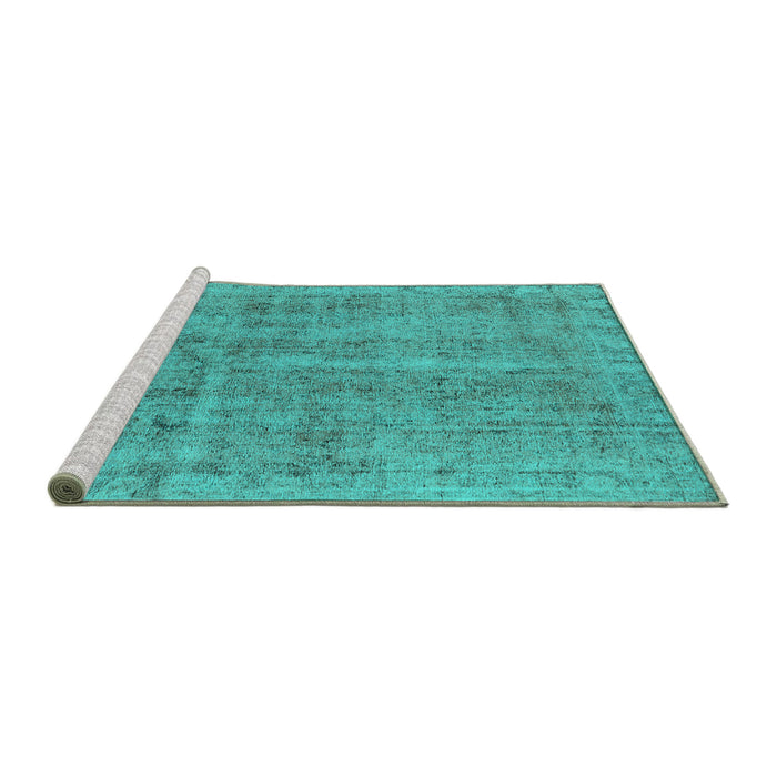 Sideview of Machine Washable Oriental Turquoise Industrial Area Rugs, wshurb2180turq