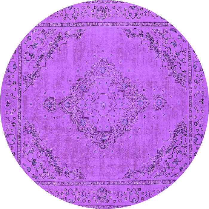 Round Machine Washable Oriental Purple Industrial Area Rugs, wshurb2181pur