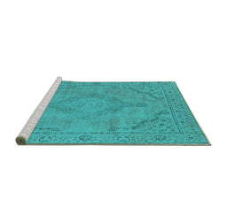 Sideview of Machine Washable Oriental Turquoise Industrial Area Rugs, wshurb2181turq