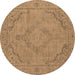 Round Oriental Brown Industrial Rug, urb2181brn