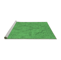 Sideview of Machine Washable Oriental Emerald Green Industrial Area Rugs, wshurb2181emgrn