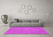 Machine Washable Oriental Pink Industrial Rug in a Living Room, wshurb2181pnk