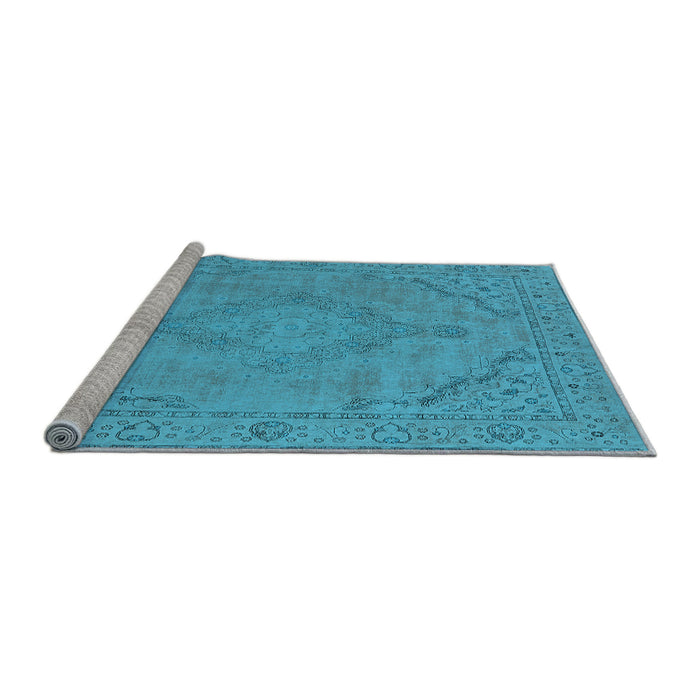 Sideview of Machine Washable Oriental Light Blue Industrial Rug, wshurb2181lblu