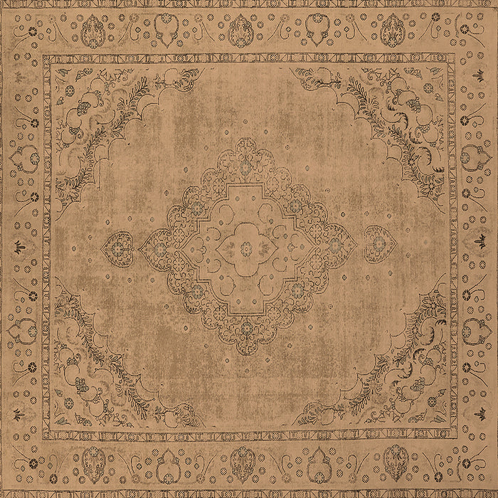 Square Machine Washable Oriental Brown Industrial Rug, wshurb2181brn