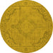 Round Oriental Yellow Industrial Rug, urb2181yw