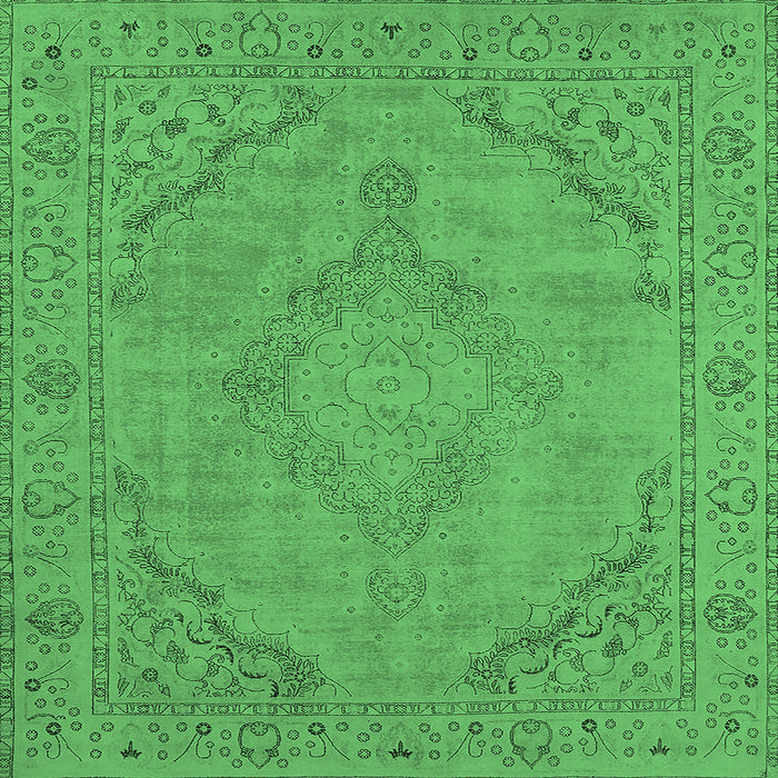 Square Oriental Emerald Green Industrial Rug, urb2181emgrn