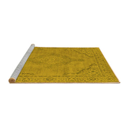Sideview of Machine Washable Oriental Yellow Industrial Rug, wshurb2181yw