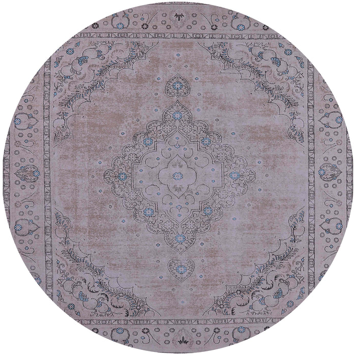 Round Machine Washable Industrial Modern Dark Gray Rug, wshurb2181