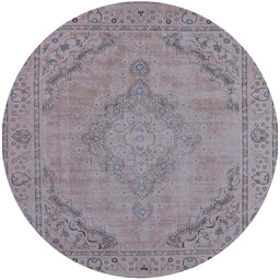 Round Mid-Century Modern Dark Gray Oriental Rug, urb2181