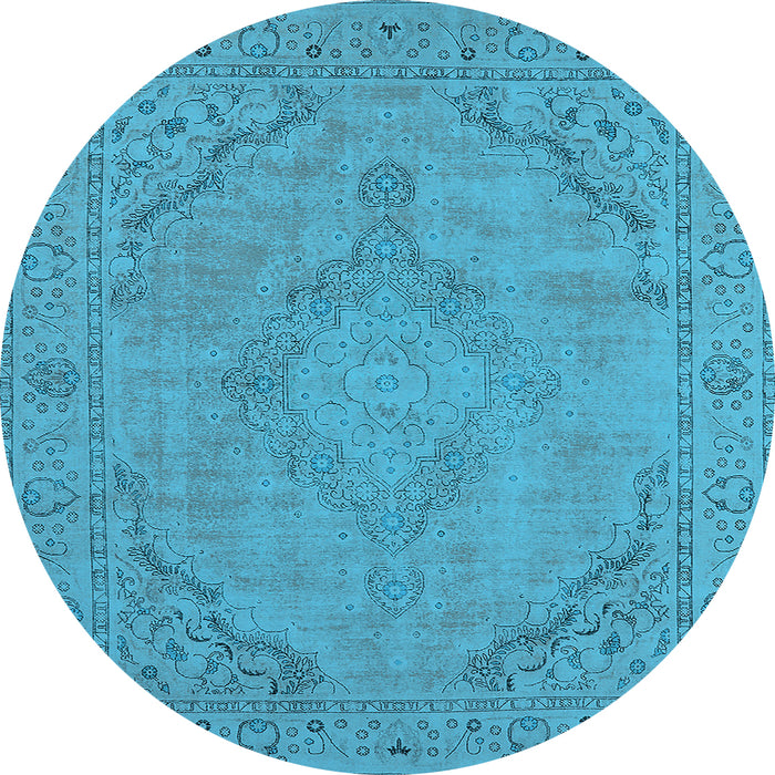 Round Oriental Light Blue Industrial Rug, urb2181lblu