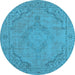 Round Oriental Light Blue Industrial Rug, urb2181lblu