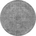 Round Oriental Gray Industrial Rug, urb2182gry