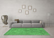 Machine Washable Oriental Emerald Green Industrial Area Rugs in a Living Room,, wshurb2182emgrn