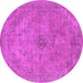 Round Machine Washable Oriental Pink Industrial Rug, wshurb2182pnk