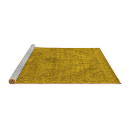 Sideview of Machine Washable Oriental Yellow Industrial Rug, wshurb2182yw