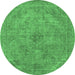 Round Oriental Emerald Green Industrial Rug, urb2182emgrn