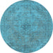 Round Oriental Light Blue Industrial Rug, urb2182lblu