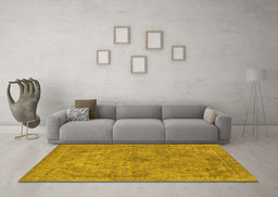 Machine Washable Oriental Yellow Industrial Rug in a Living Room, wshurb2182yw