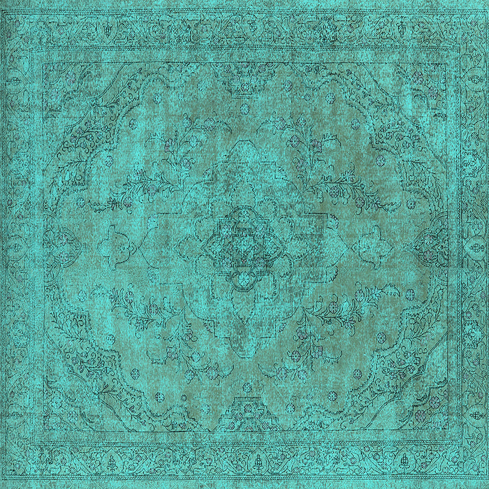 Square Oriental Turquoise Industrial Rug, urb2182turq
