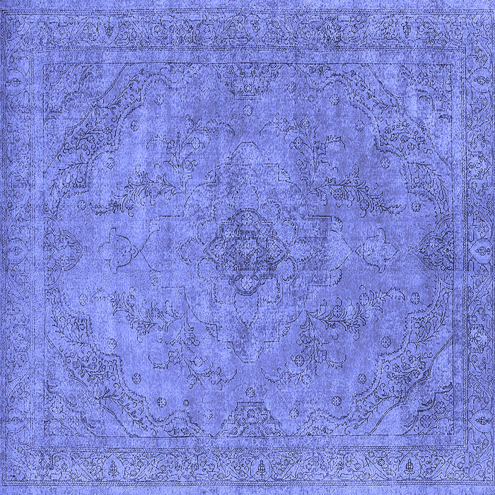 Square Machine Washable Oriental Blue Industrial Rug, wshurb2182blu