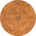 Round Machine Washable Oriental Orange Industrial Area Rugs, wshurb2182org