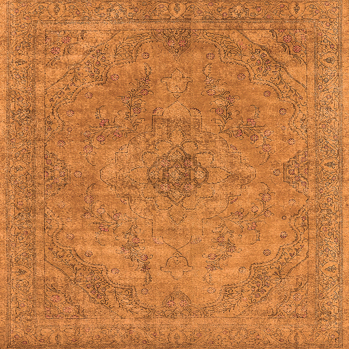 Square Machine Washable Oriental Orange Industrial Area Rugs, wshurb2182org