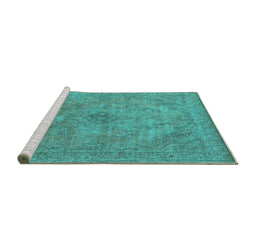 Sideview of Machine Washable Oriental Turquoise Industrial Area Rugs, wshurb2182turq