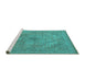 Sideview of Machine Washable Oriental Turquoise Industrial Area Rugs, wshurb2182turq