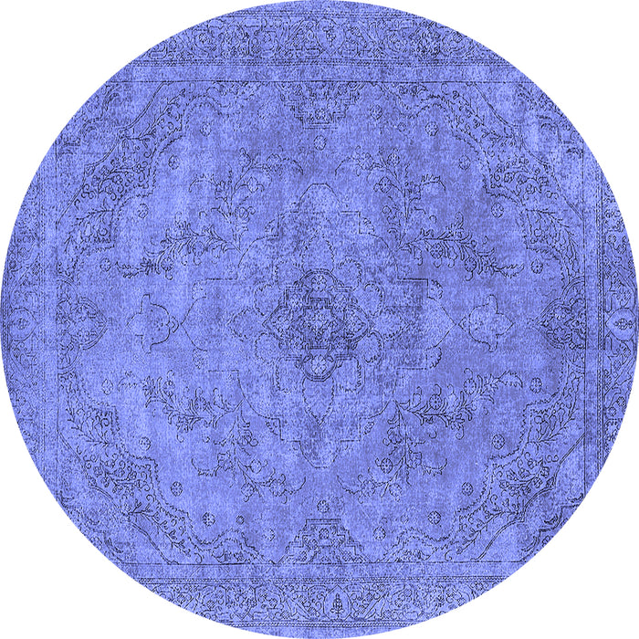 Round Oriental Blue Industrial Rug, urb2182blu