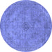 Round Oriental Blue Industrial Rug, urb2182blu