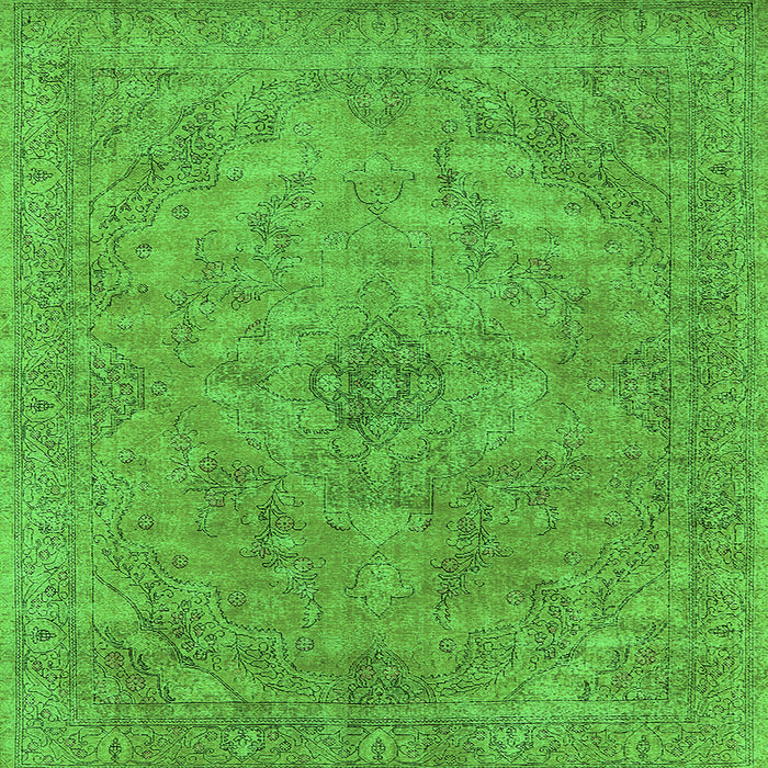 Square Machine Washable Oriental Green Industrial Area Rugs, wshurb2182grn
