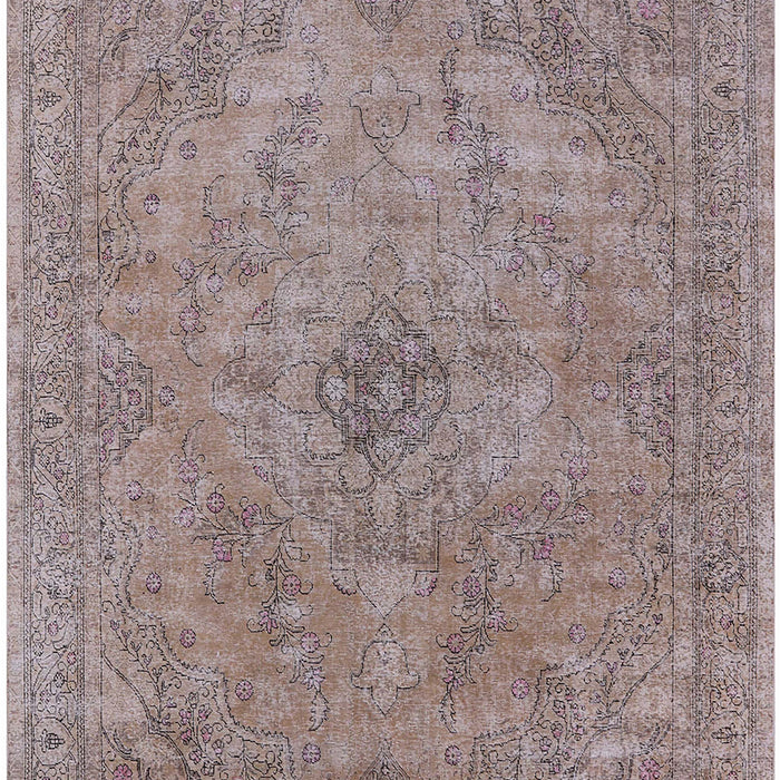 Mid-Century Modern Khaki Rose Pink Oriental Rug, urb2182