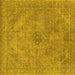 Square Machine Washable Oriental Yellow Industrial Rug, wshurb2182yw