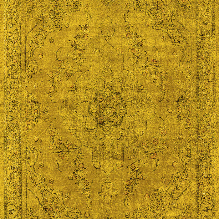 Machine Washable Oriental Yellow Industrial Rug, wshurb2182yw