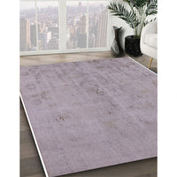 Mid-Century Modern Silver Pink Oriental Rug, urb2183