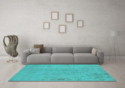 Machine Washable Oriental Turquoise Industrial Area Rugs in a Living Room,, wshurb2183turq