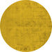 Round Oriental Yellow Industrial Rug, urb2183yw