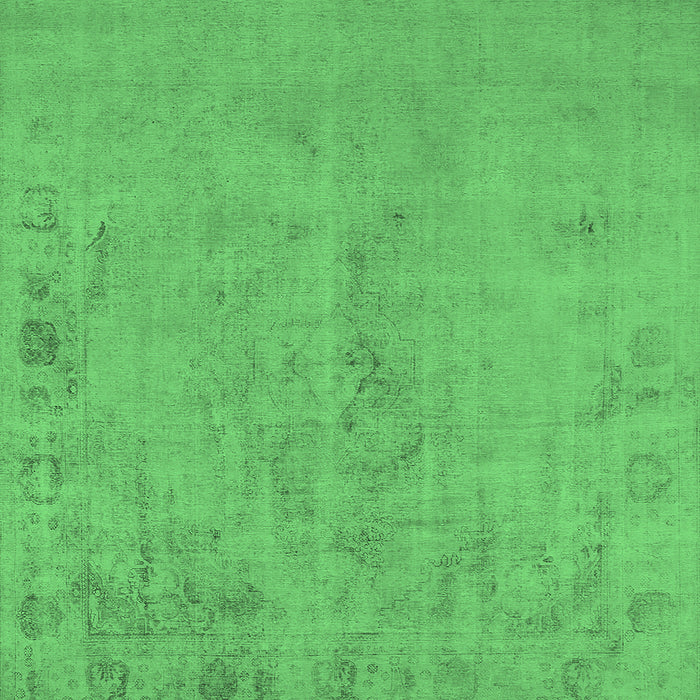 Square Machine Washable Oriental Emerald Green Industrial Area Rugs, wshurb2183emgrn