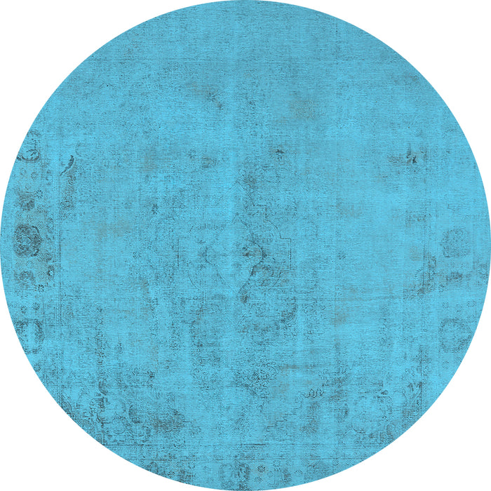 Round Oriental Light Blue Industrial Rug, urb2183lblu
