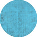 Round Oriental Light Blue Industrial Rug, urb2183lblu