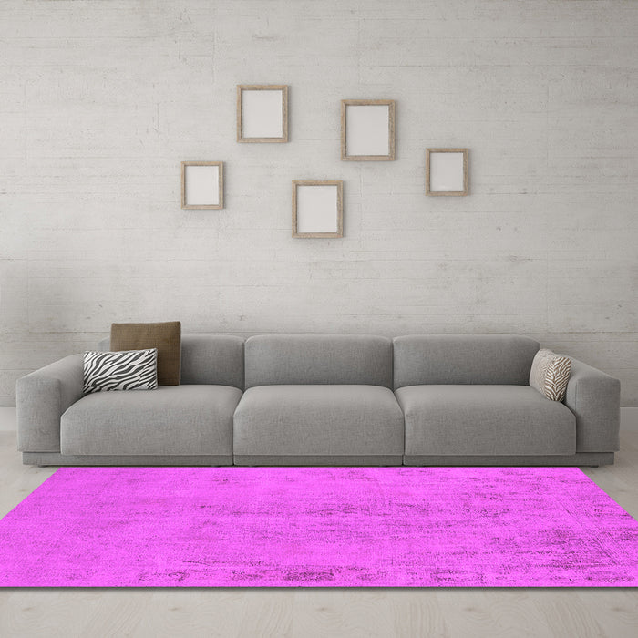 Machine Washable Oriental Pink Industrial Rug in a Living Room, wshurb2183pnk