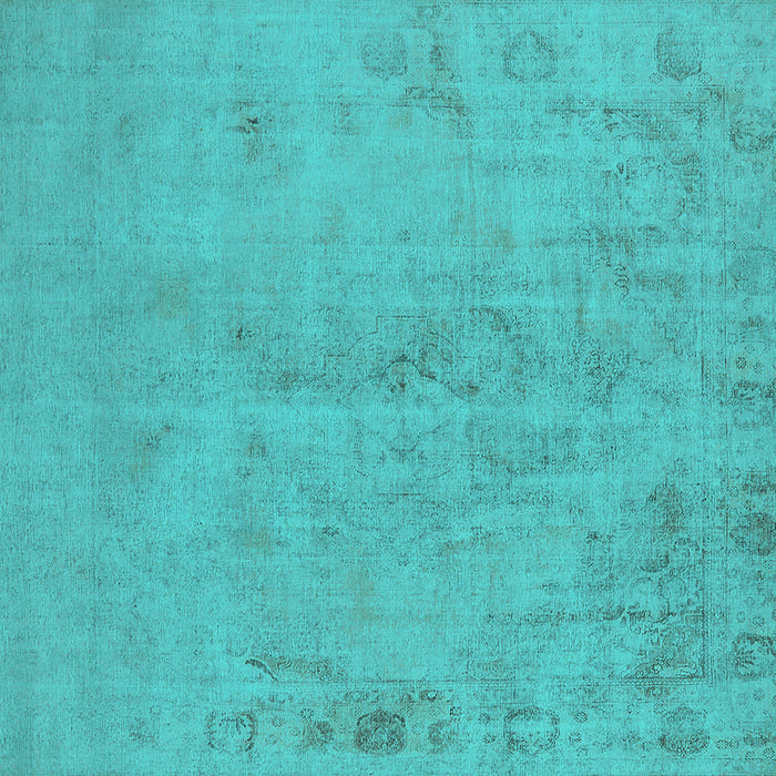 Square Machine Washable Oriental Turquoise Industrial Area Rugs, wshurb2183turq