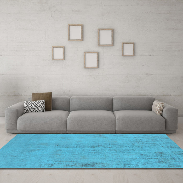 Machine Washable Oriental Light Blue Industrial Rug in a Living Room, wshurb2183lblu