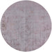 Round Mid-Century Modern Silver Pink Oriental Rug, urb2183