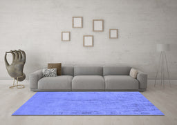 Machine Washable Oriental Blue Industrial Rug in a Living Room, wshurb2183blu